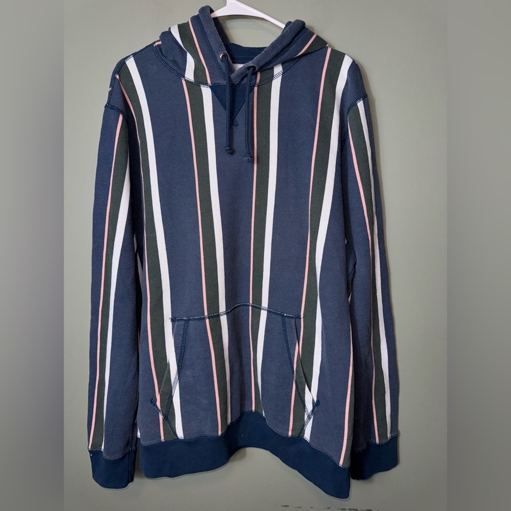 Abercrombie & Fitch Men’s Blue Striped Men's Hooded Sweatshirt Soft Fleece XXL - Picture 1 of 4